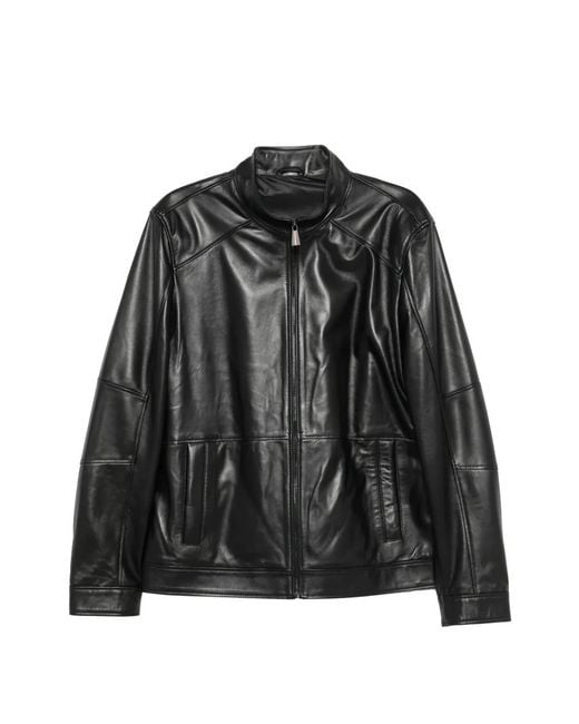 SERGIO MORETTI FIRENZE Black Leather Jacket for men