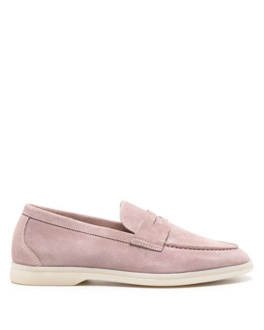 Scarosso Pink Luciana Penny-Slot Suede Loafers