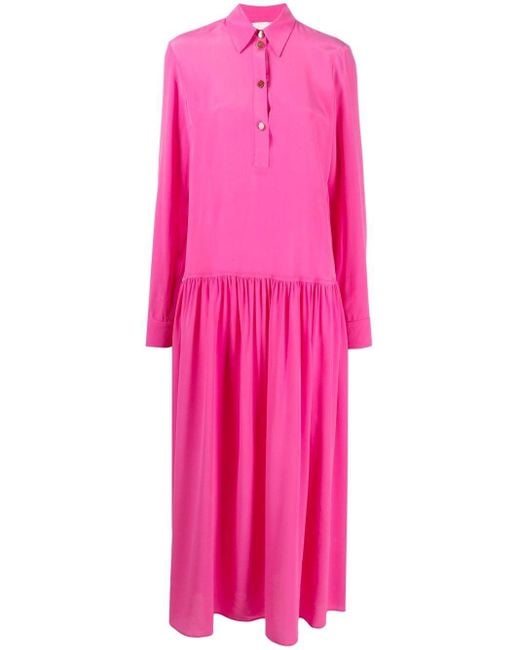 Alysi Dropped-waist Silk Dress in Pink | Lyst