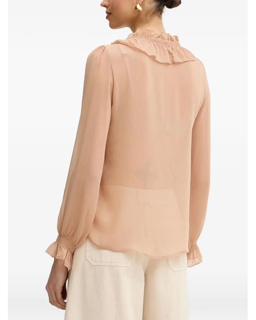 Morgan Natural Ruffled V-Neck Top