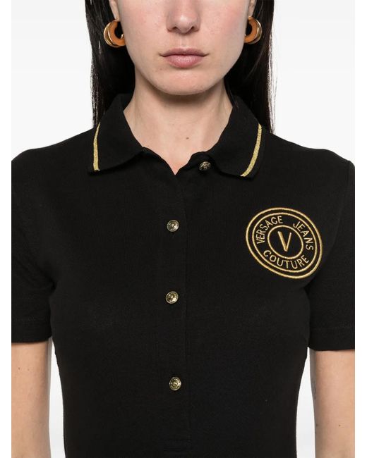 Versace Jeans Couture Black Logo-Embroidered Mini Dress