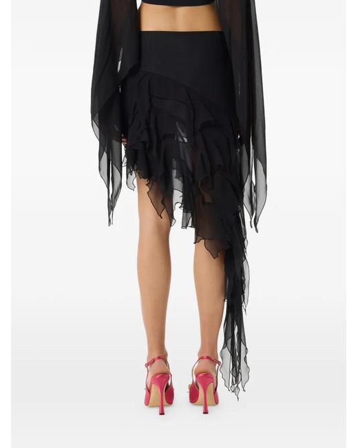 Blumarine Black Ruffled Asymmetrical Skirt