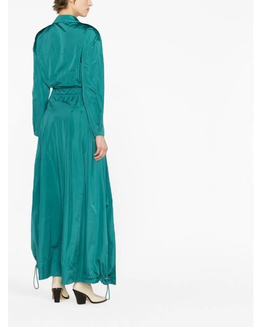Alberta Ferretti Green Taffeta Drawstring-Waist Maxi Dress