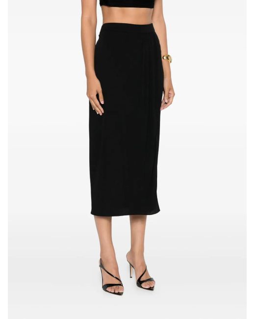 Tom Ford Black Draped Midi Skirt