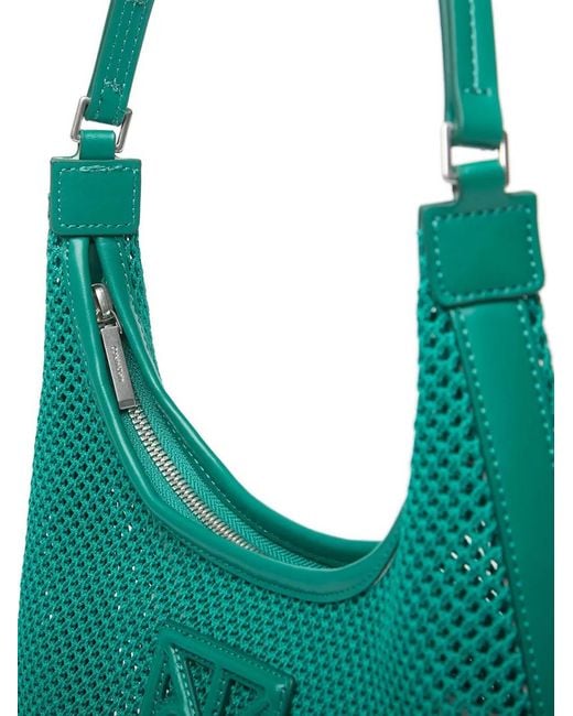 Calvin Klein Green Mesh Logo-Patch Shoulder Bag