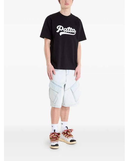 PATTA Black Logo-Patch T-Shirt for men