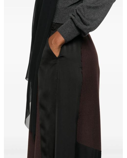 Undercover Black Panelled Wool-Blend Wide-Leg Trousers