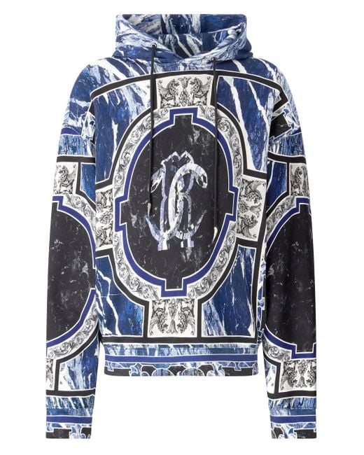 Roberto Cavalli Blue Cotton Hoodie for men