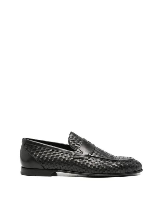 JOHN HARRISON Black Woven Penny-Strap Loafers for men