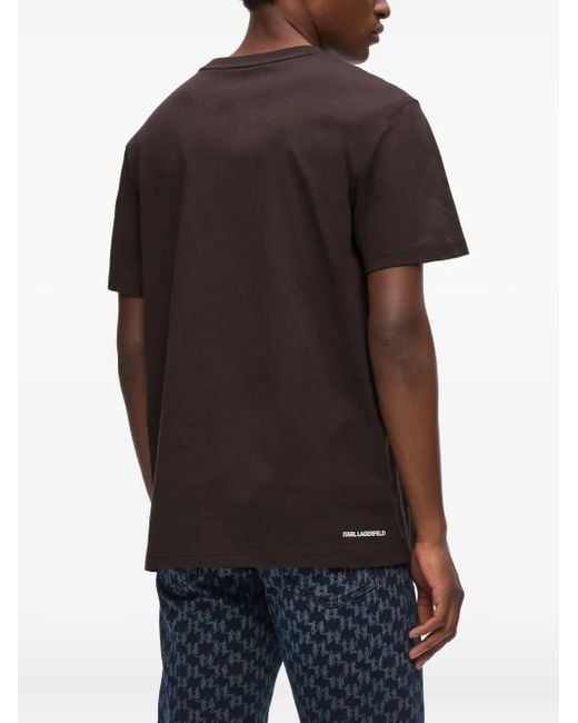 メンズ Karl Lagerfeld エンブロイダリー Tシャツ Black