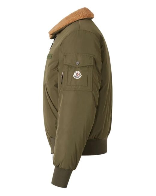 Moncler Green Sherpa-Collar Bomber Jacket for men