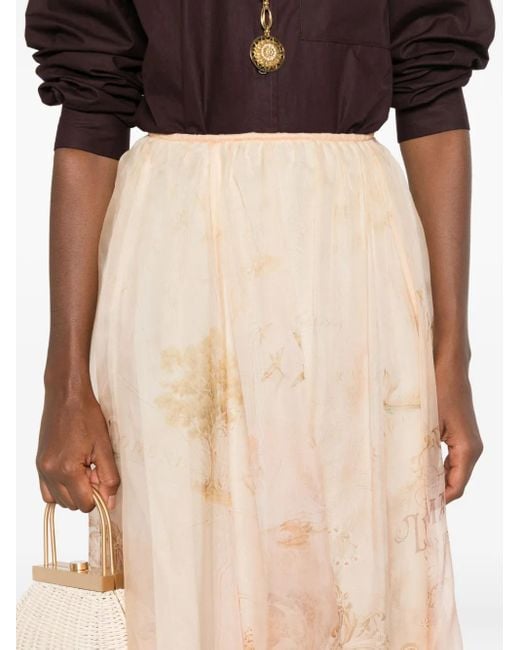 Zimmermann Natural Silk Pleated Skirt