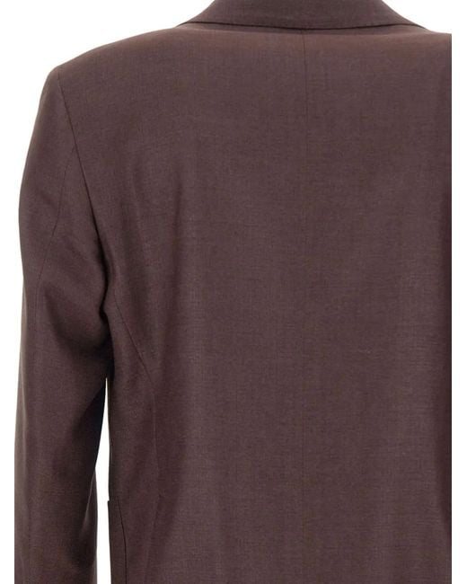 Tagliatore Brown Logo-Pin Two-Button Blazer for men