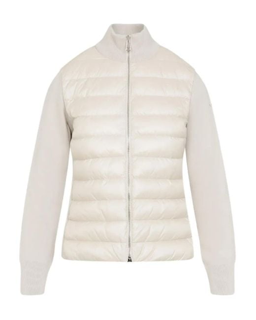 Moncler White Quilted Knit-Panel Jacket