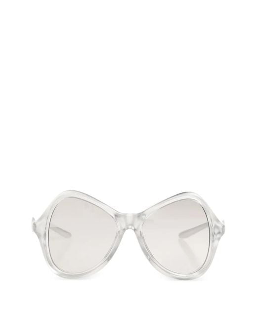 DIESEL White Geometric-Frame Sunglasses