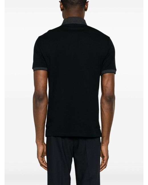 Emporio Armani Black Contrasting-trim Cotton Polo Shirt for men