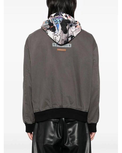 Aape By A Bathing Ape Gray Logo-Graffiti-Print Hooded Jacket for men
