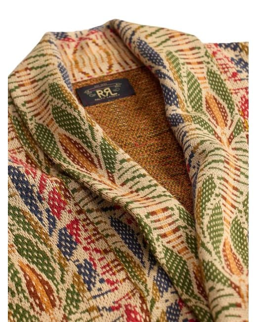RRL Natural Leaf-Pattern Cardigan