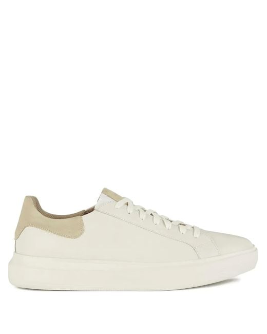 Geox White Deiven Leather Panelled Sneakers for men