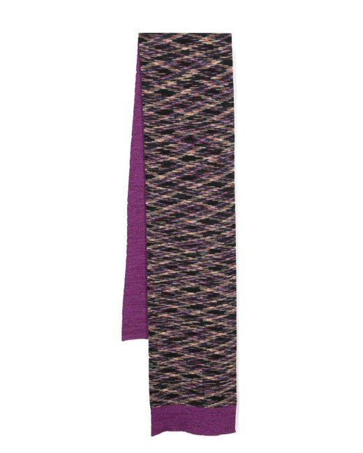 Missoni Purple Patterned-intarsia Reversible Scarf