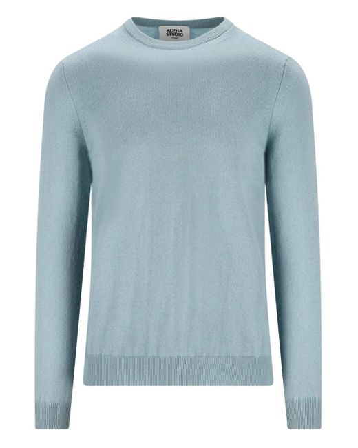 メンズ Alpha Studio クルーネック カシミアセーター Blue