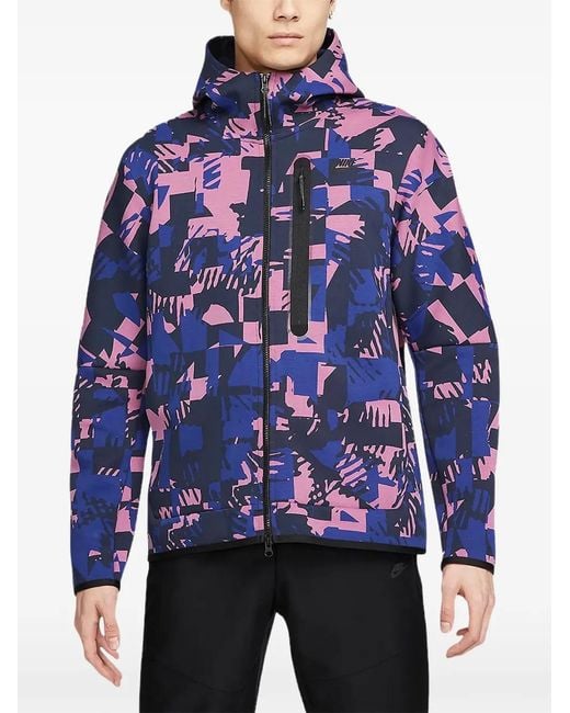 Nike Blue Patterned Hoodie for men