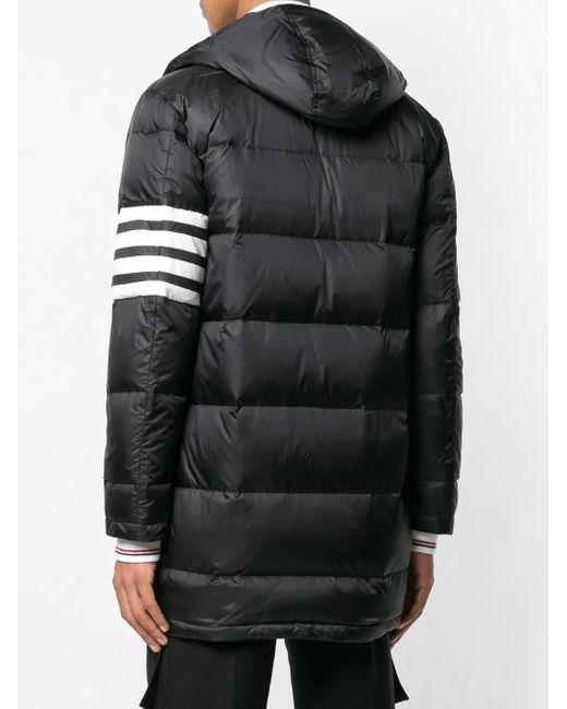 Thom Browne Black 4-Bar Padded Coat for men