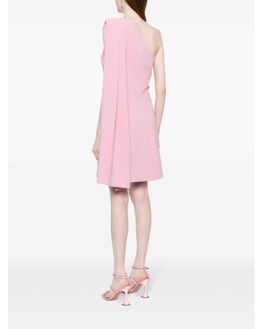 Elie Saab Pink One-shoulder Crepe Minidress