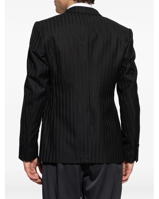 Dolce & Gabbana Black Striped Peak-Lapel Blazer for men