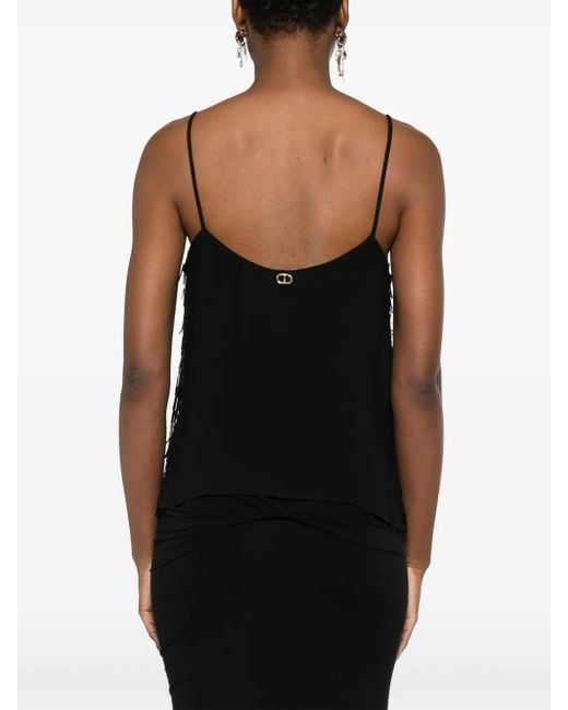 Twinset Black Paillettenoberteil mit Fransen