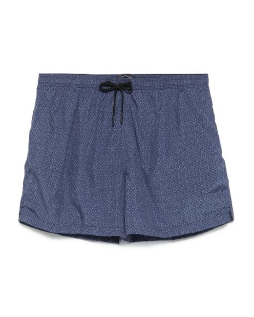 Tagliatore Blue Printed Swim Shorts for men