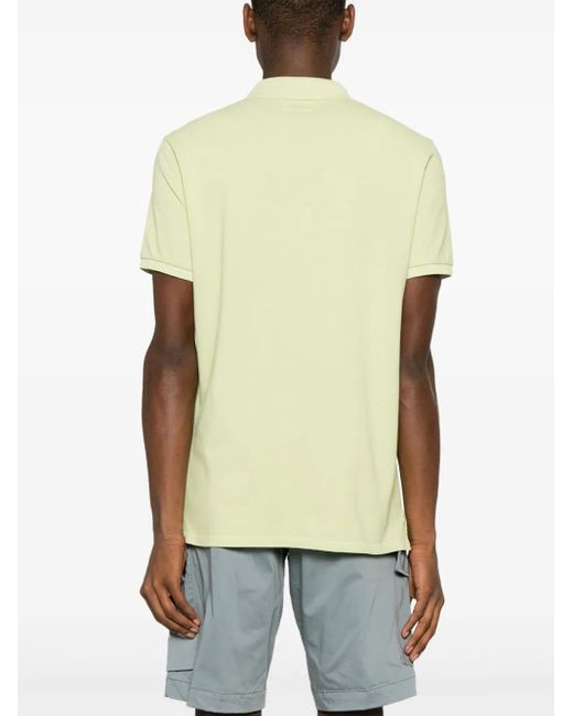 C P Company Yellow Logo-Patch Piqué Polo Shirt for men