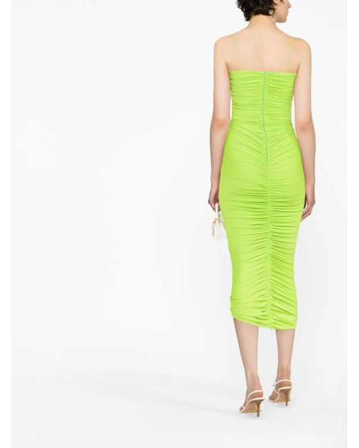 Alex Perry Green Ruched Midi Dress