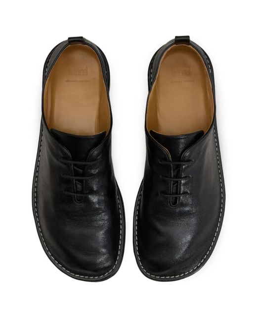 AMI Black Leather One Cut Shoes