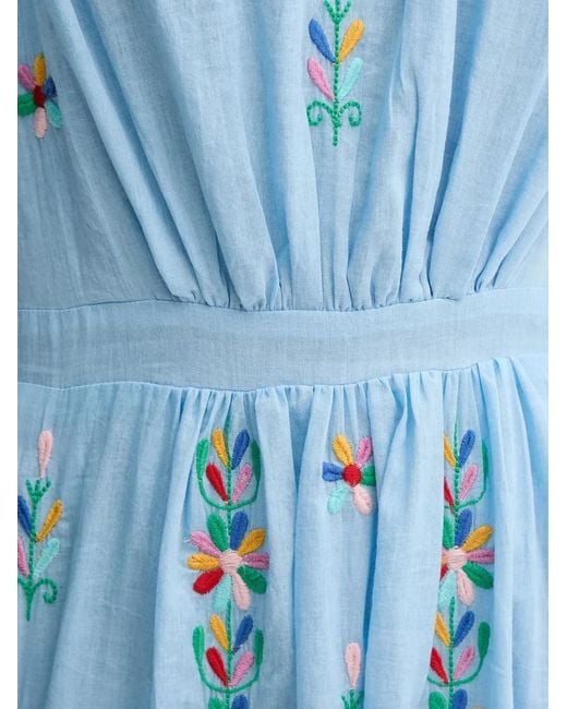 La Petite Francaise Blue Rachele Embroidered V-Neck Maxi Dress