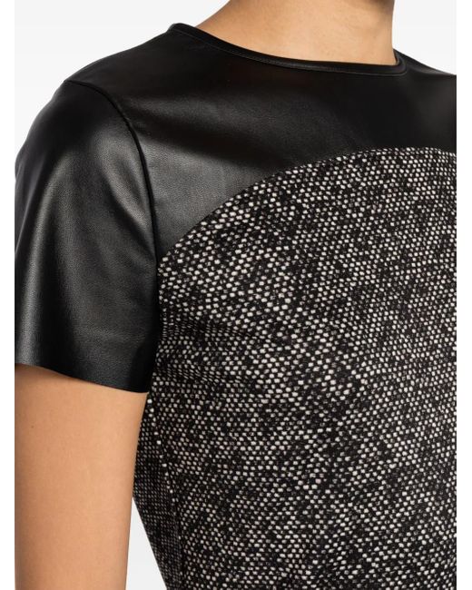 Michael Kors Black Panelled Faux-Leather Minidress