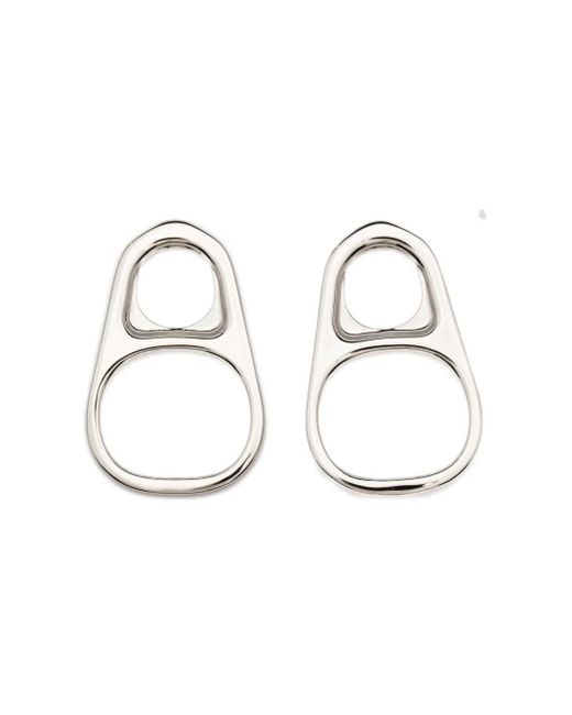 Jean Paul Gaultier White Tab Motif Earrings