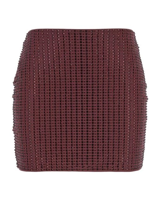 VENUJA Purple Rhinestone-Embellished Mini Skirt
