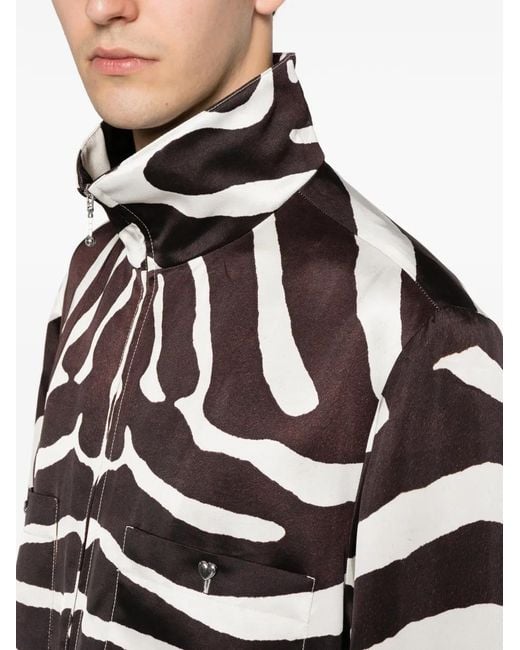Valentino Garavani White Zebra-Pattern Zip Jacket for men
