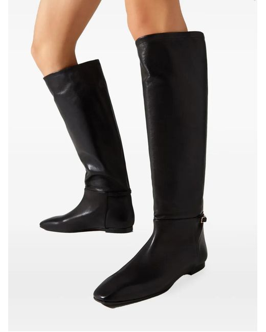 Atp Atelier Black Premana Squared Buckle-Strap Boots
