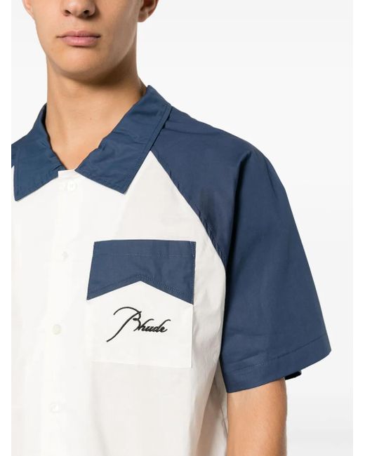 メンズ Rhude バイカラー シャツ Blue