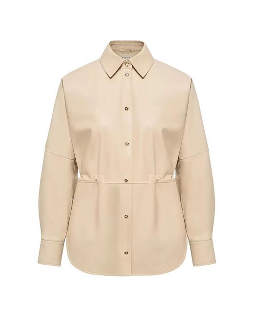 Moncler Natural Leather Long-Sleeve Shirt