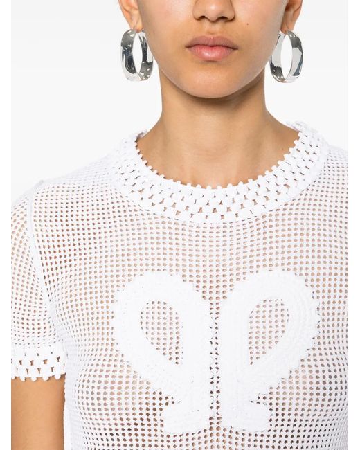Philosophy Di Lorenzo Serafini White Macramé Crop Top