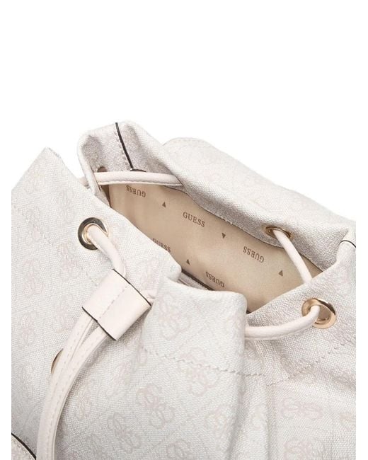 Guess White Manhattan 4G Logo-Print Mini Backpack