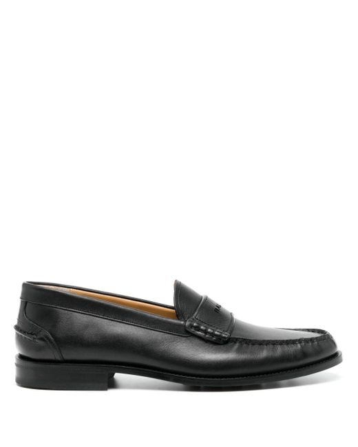 Bally Black Logo Cut-out Leather Loafers for men