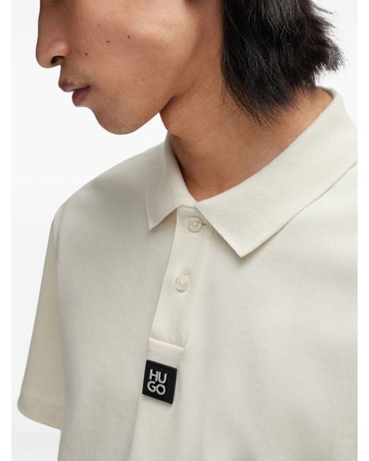 HUGO Natural Logo-appliqué Cotton Polo Shirt for men
