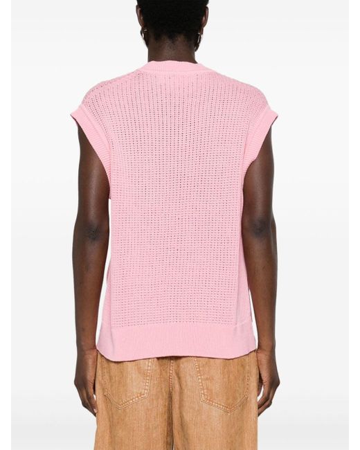 Marni V-neck Cotton Vest in het Pink