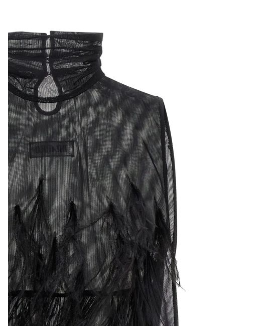 The Attico Black Ostrich Feather Dress