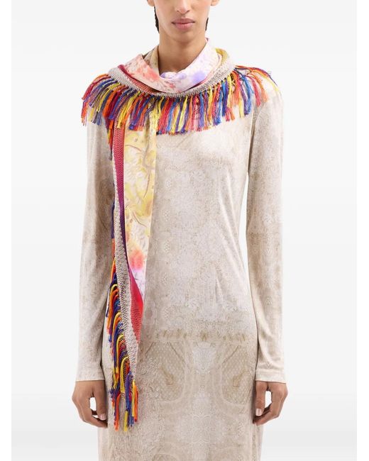 Pierre Louis Mascia Red Floral-Print Fringed-Hem Scarf