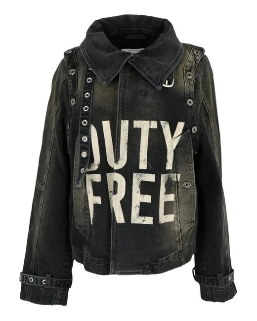 Off-White c/o Virgil Abloh Black Graphic-Print Denim Jacket for men